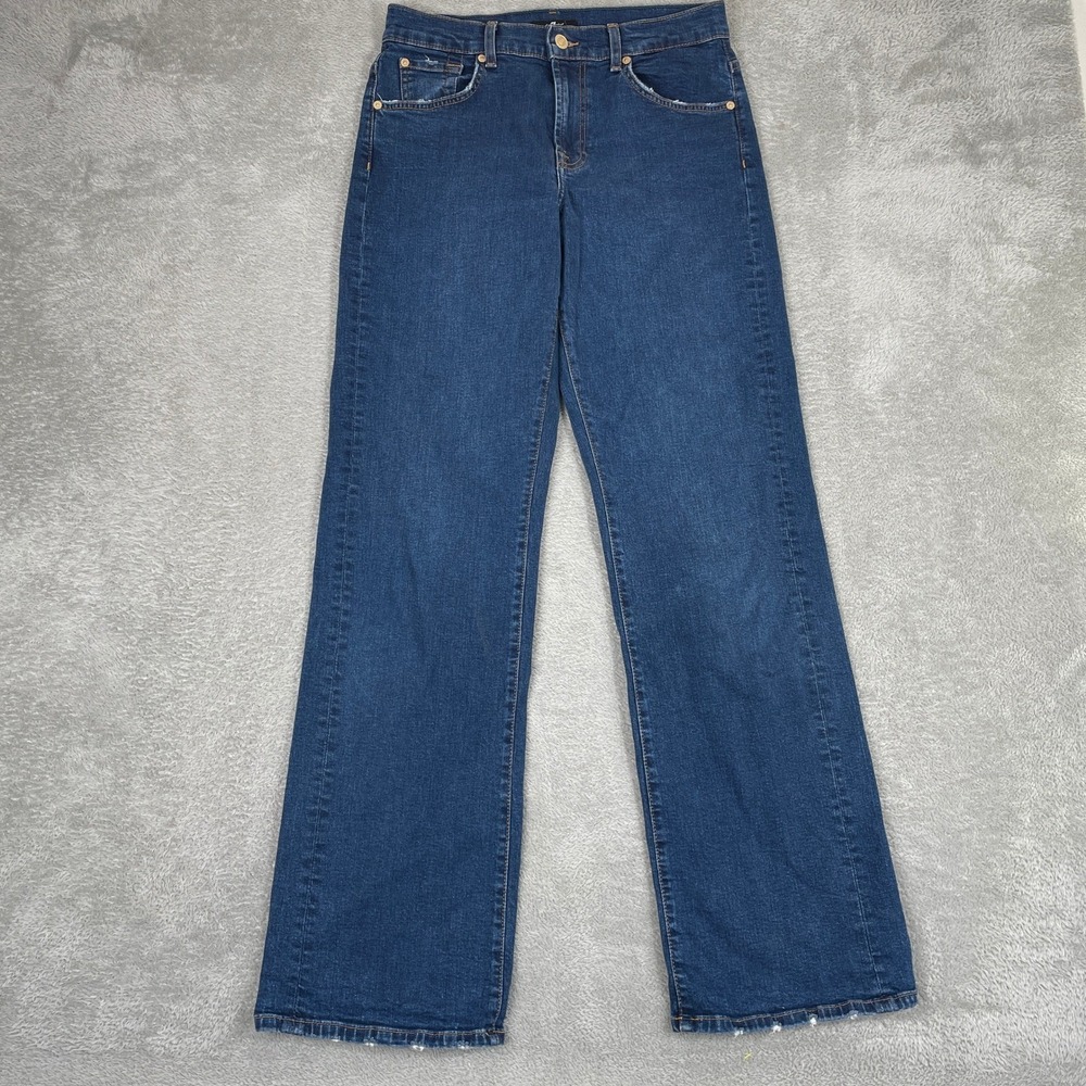7 For All Mankind Tess Trouser Womens 27 Dark Blue Long Beach Denim Jeans